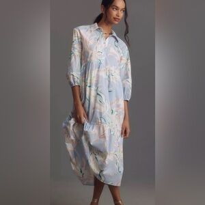 Anthropologie Maeve Bettina tiered shirt dress size large